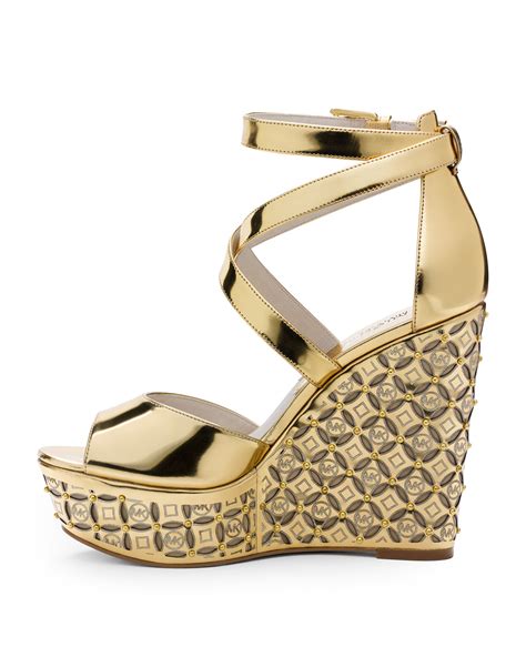 michael kors wedge shoes gold|michael kors wedges on sale.